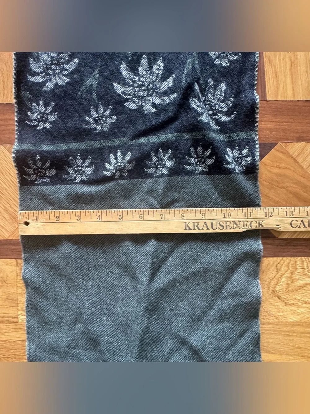 Vintage Austrian Wool Floral Scarf Loden-Plankl Wien Gray and black Fringe